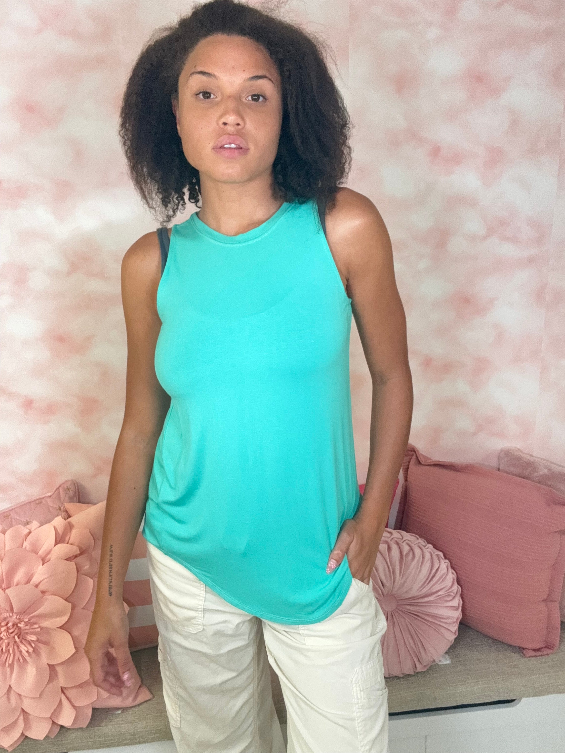Zenana Luxe Rayon Sleeveless Round Neck High-Lo Top
