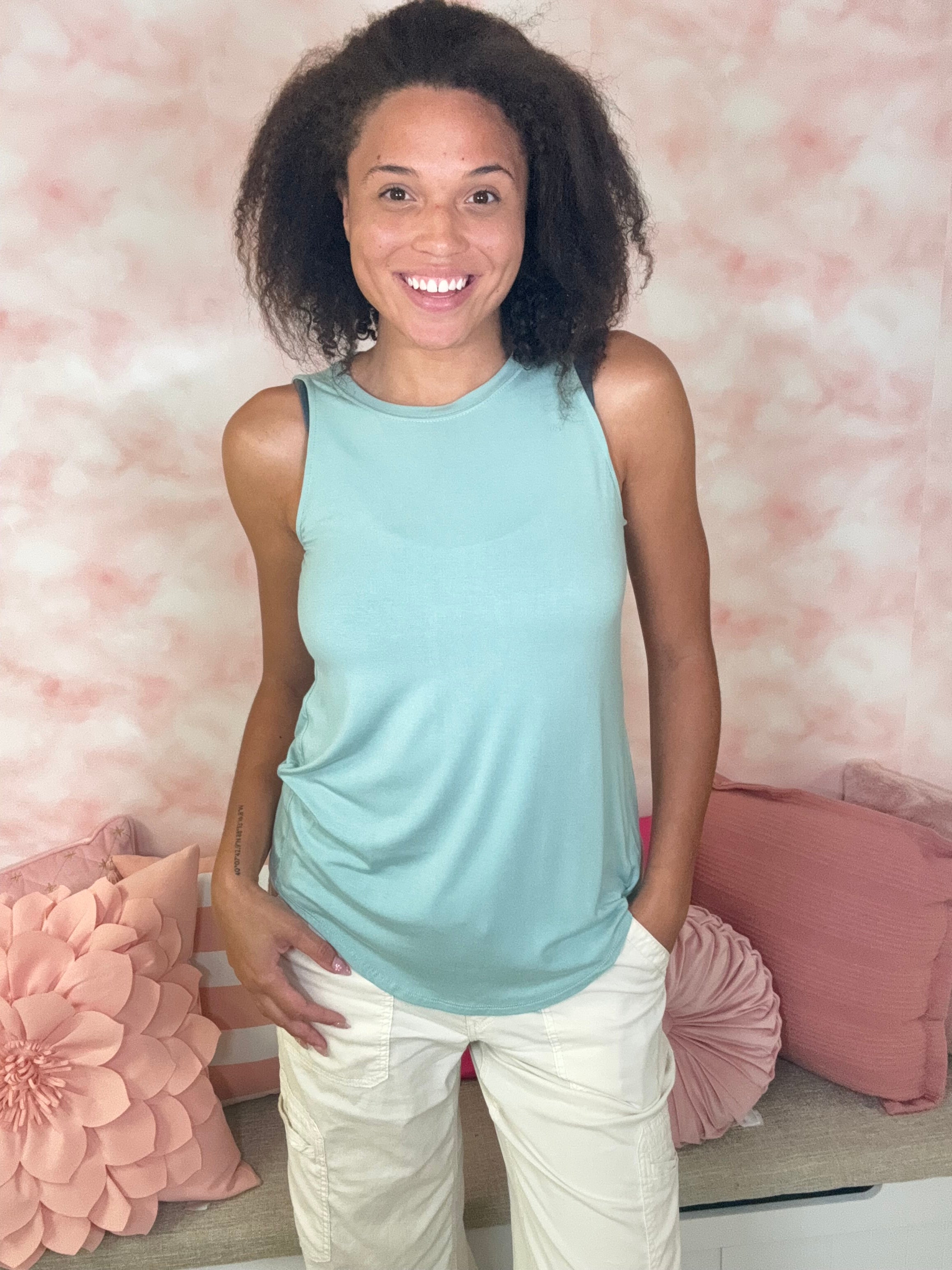 Zenana Luxe Rayon Sleeveless Round Neck High-Lo Top