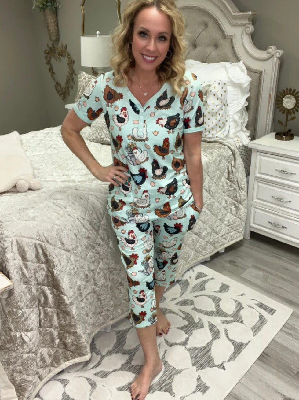 Shirley & Stone Chicken Capri Pajama Sets