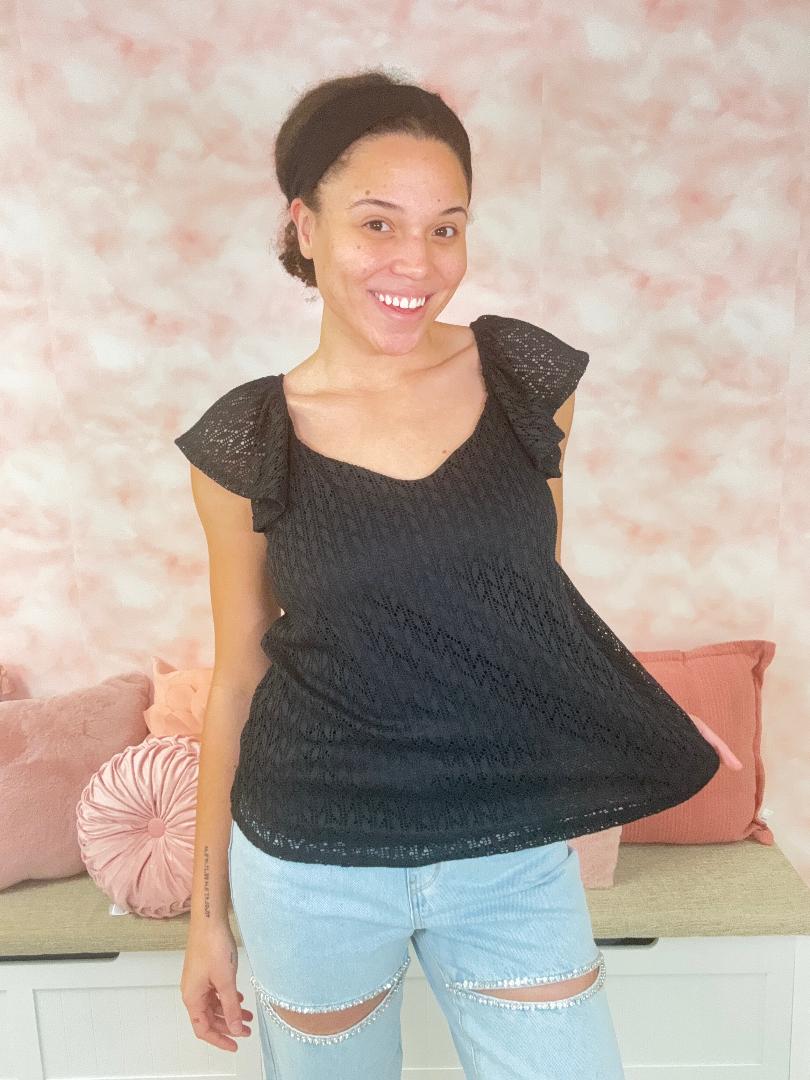 Sew in Love Flutter Sleeve Ruffle Tank