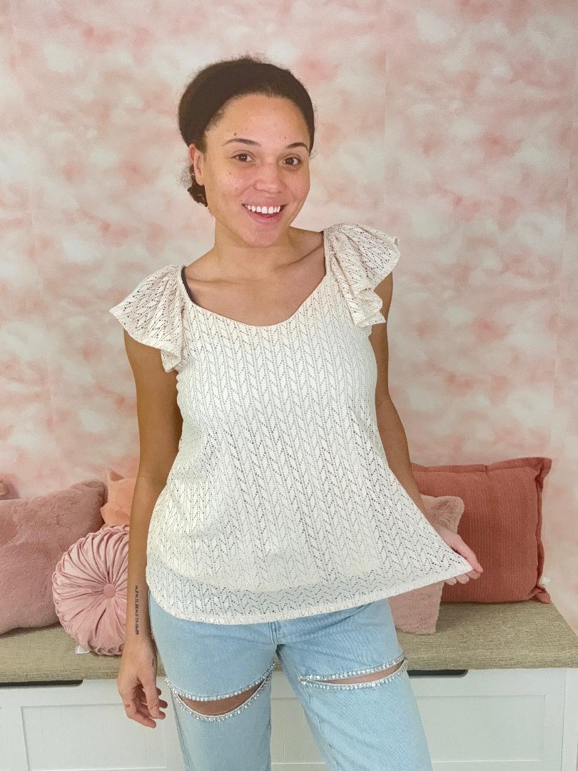 Sew in Love Flutter Sleeve Ruffle Tank