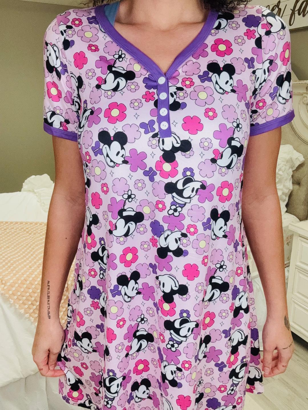 Shirley & Stone Magical Mouse Lavender Floral Nightgown