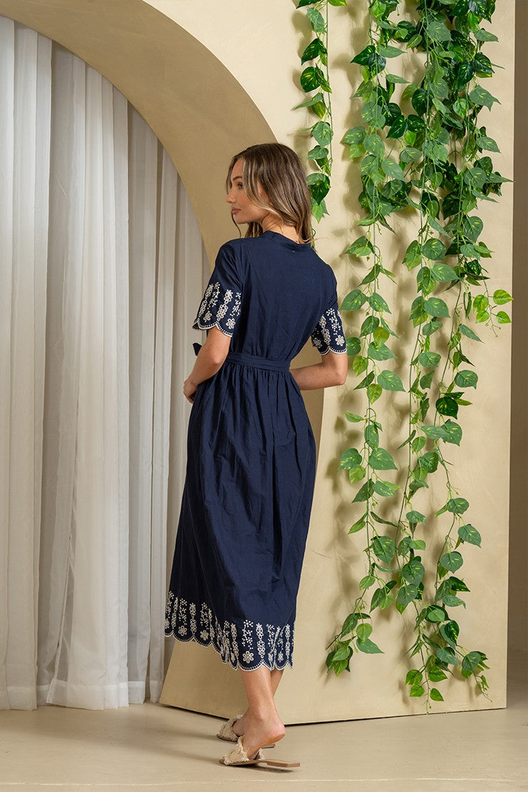 Sew in Love Navy Embroidered Dress