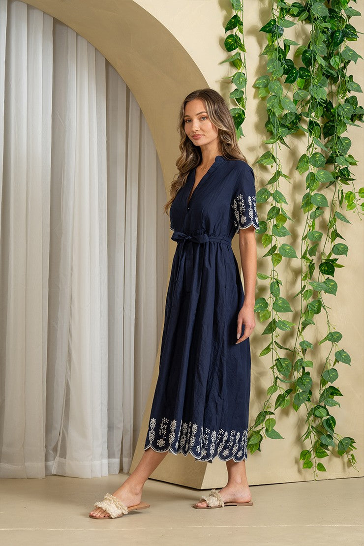 Sew in Love Navy Embroidered Dress