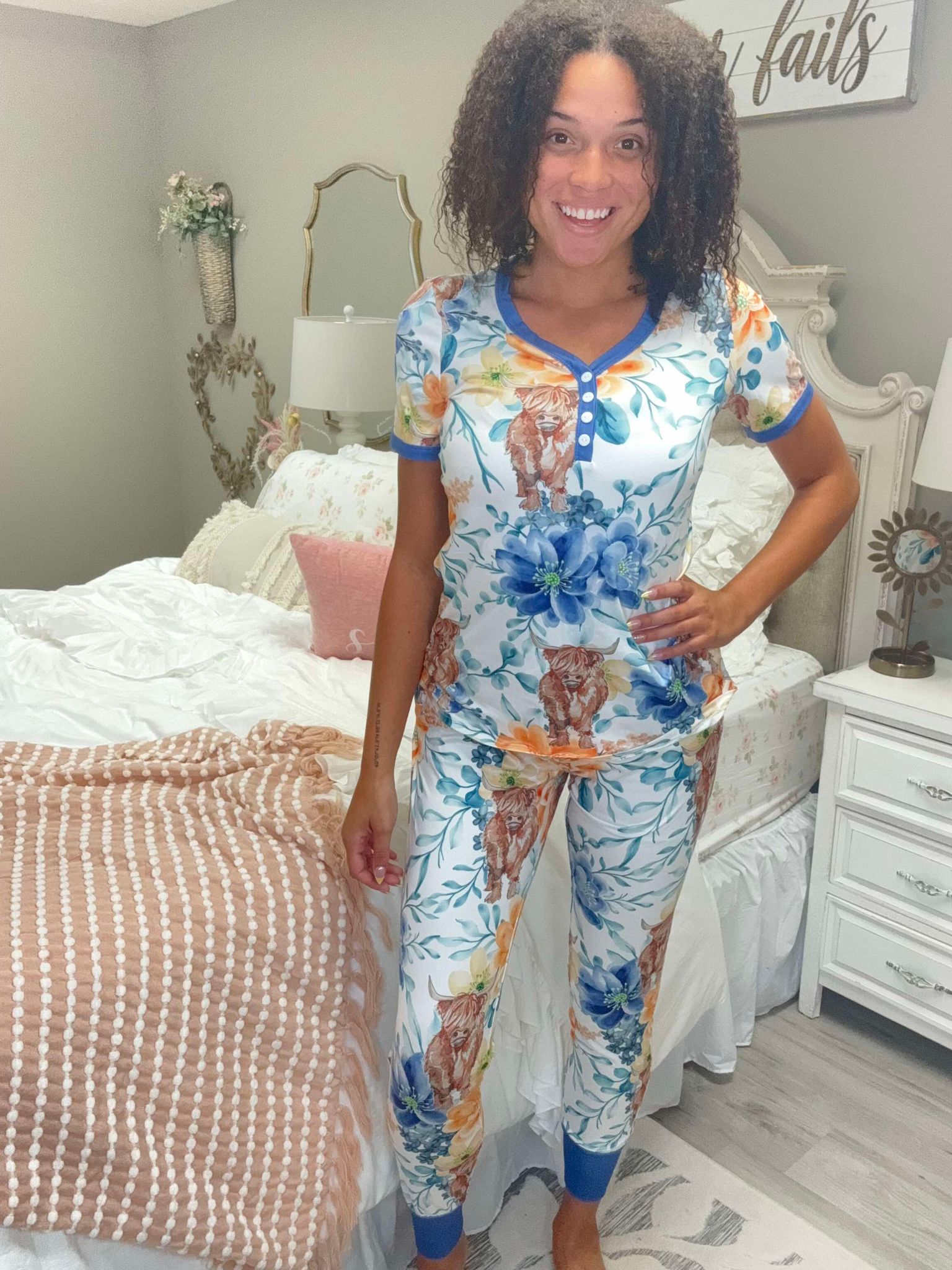 Shirley & Stone Blue Bell Cow Pajamas