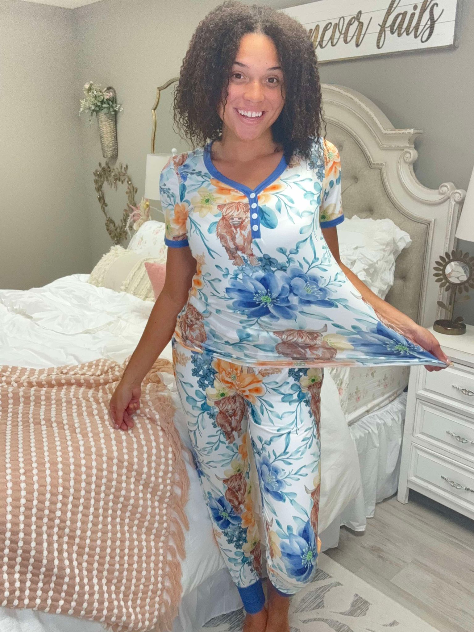 Shirley & Stone Blue Bell Cow Pajamas