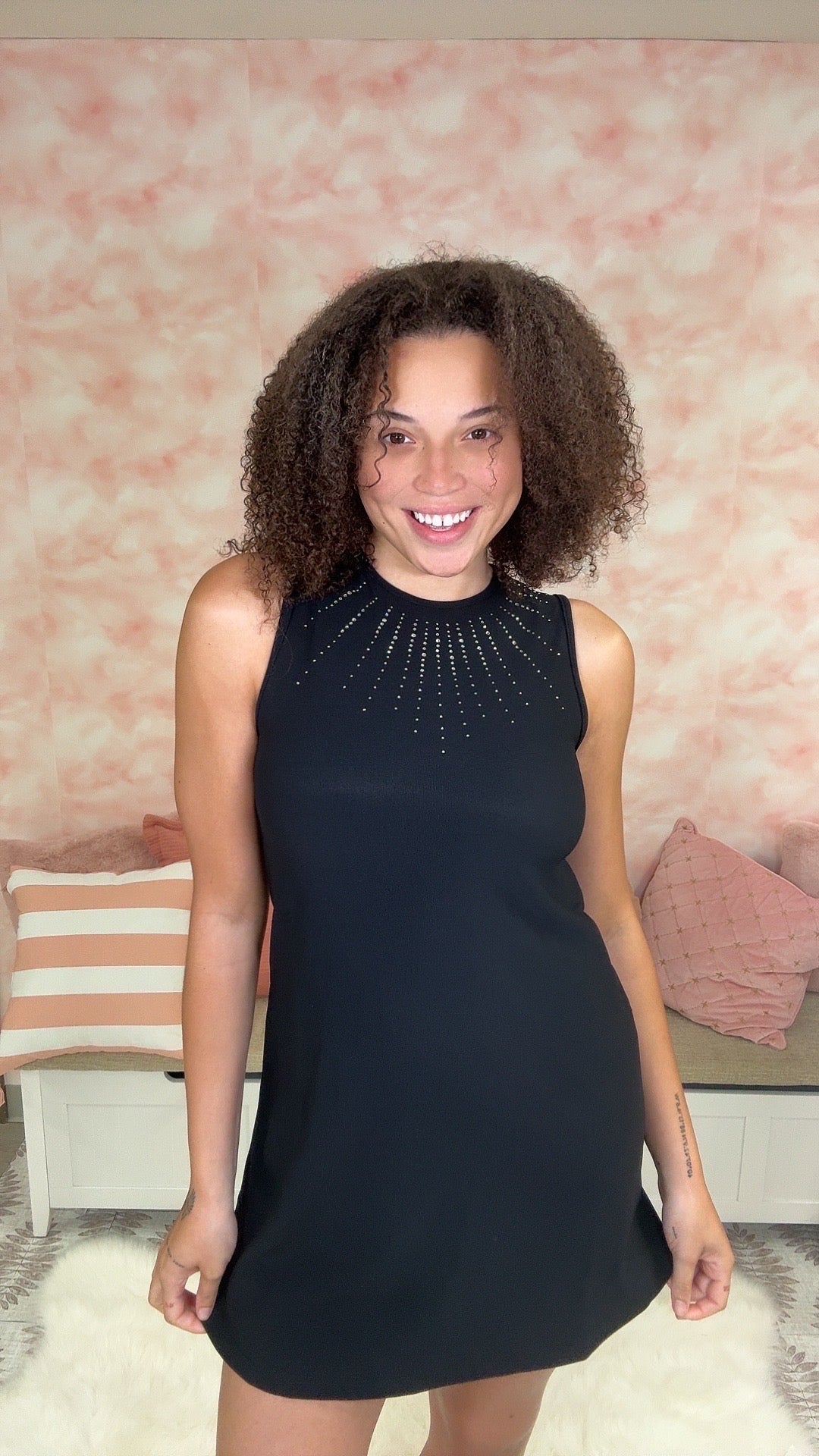 White Birch Sleeveless Embellished Neckline Dress