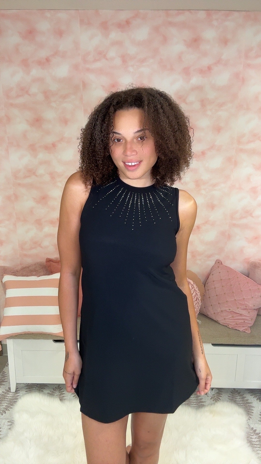 White Birch Sleeveless Embellished Neckline Dress