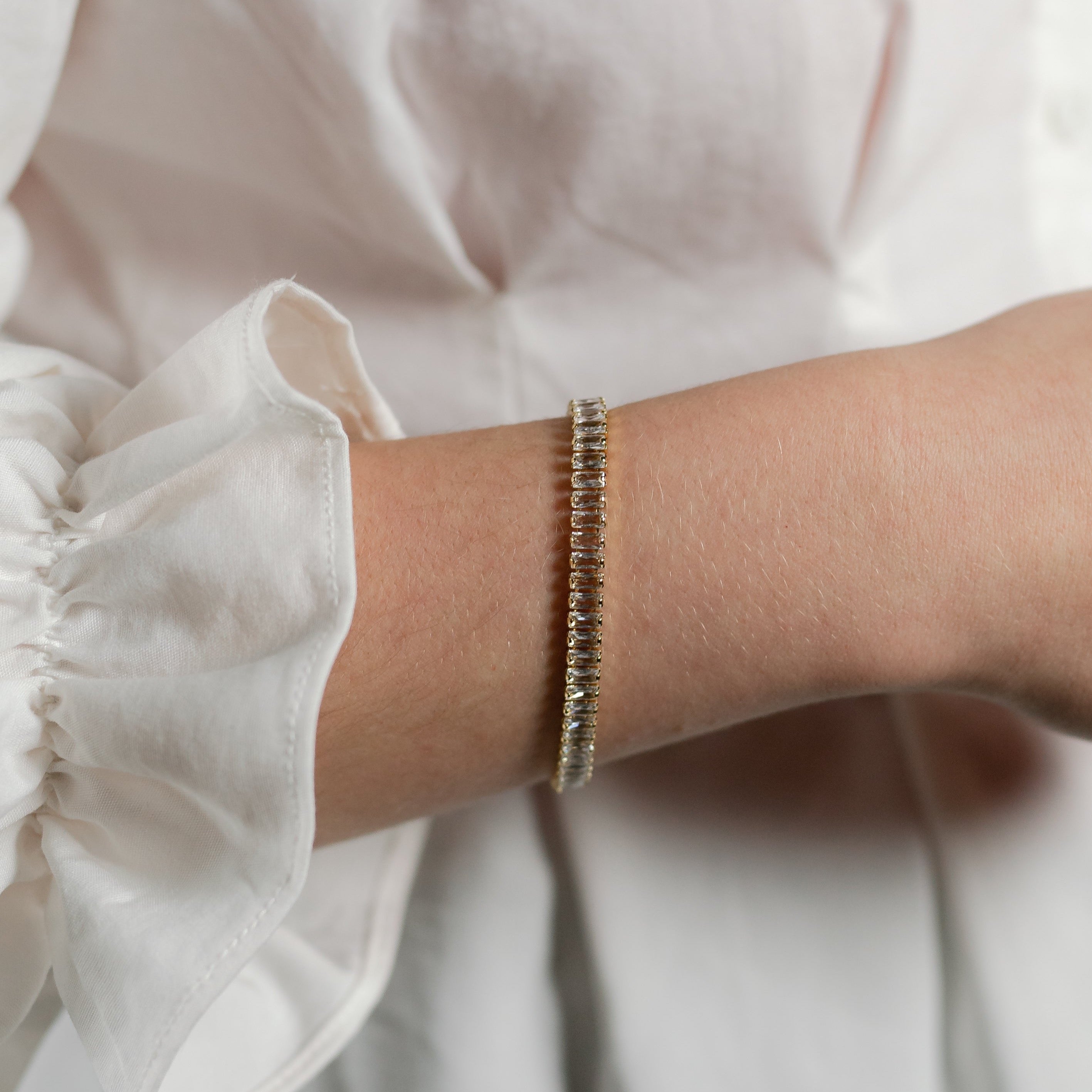 Baguette Burst Bracelet in Clear Crystal