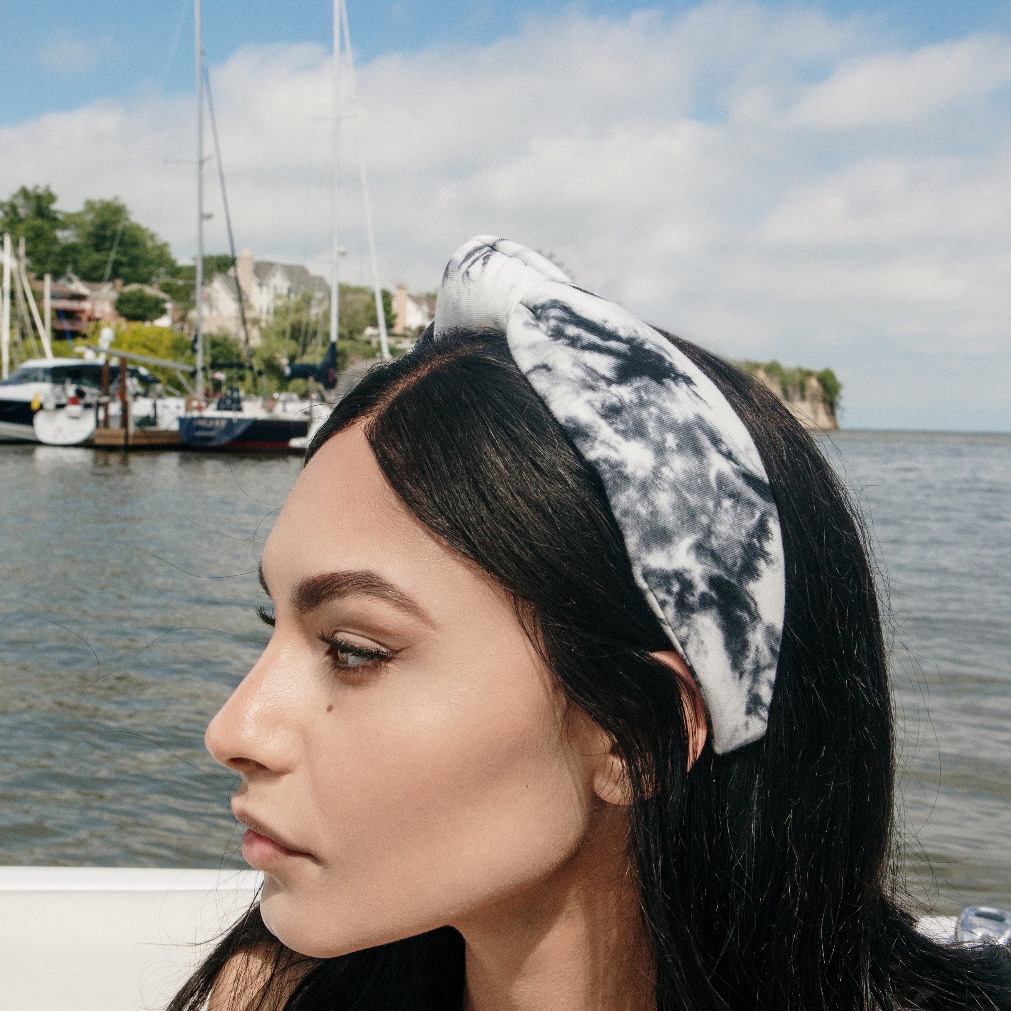 Black and White Tie Dye Headband