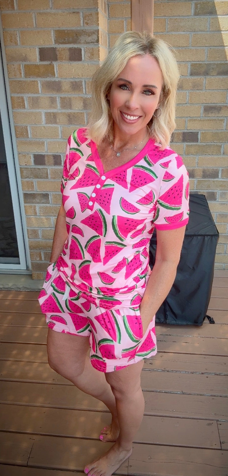 Shirley & Stone Summertime Watermelon Short Sleeve Short PJ Set