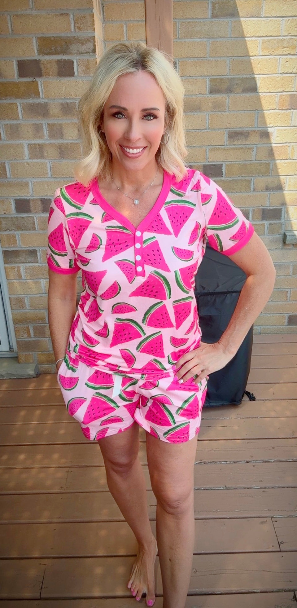 Shirley & Stone Summertime Watermelon Short Sleeve Short PJ Set
