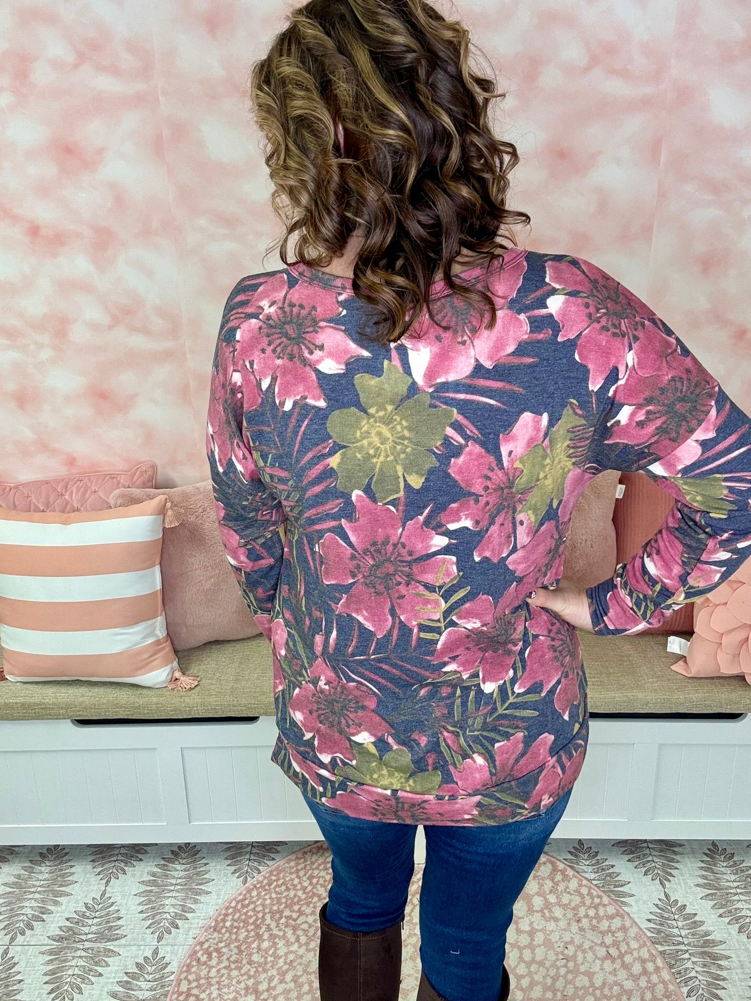 Dear Scarlett Whimsical Floral Weekender Top