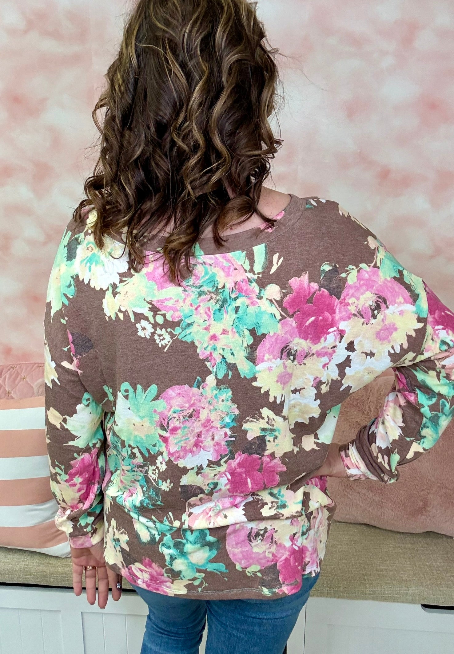 Dear Scarlett Mocha Floral Top