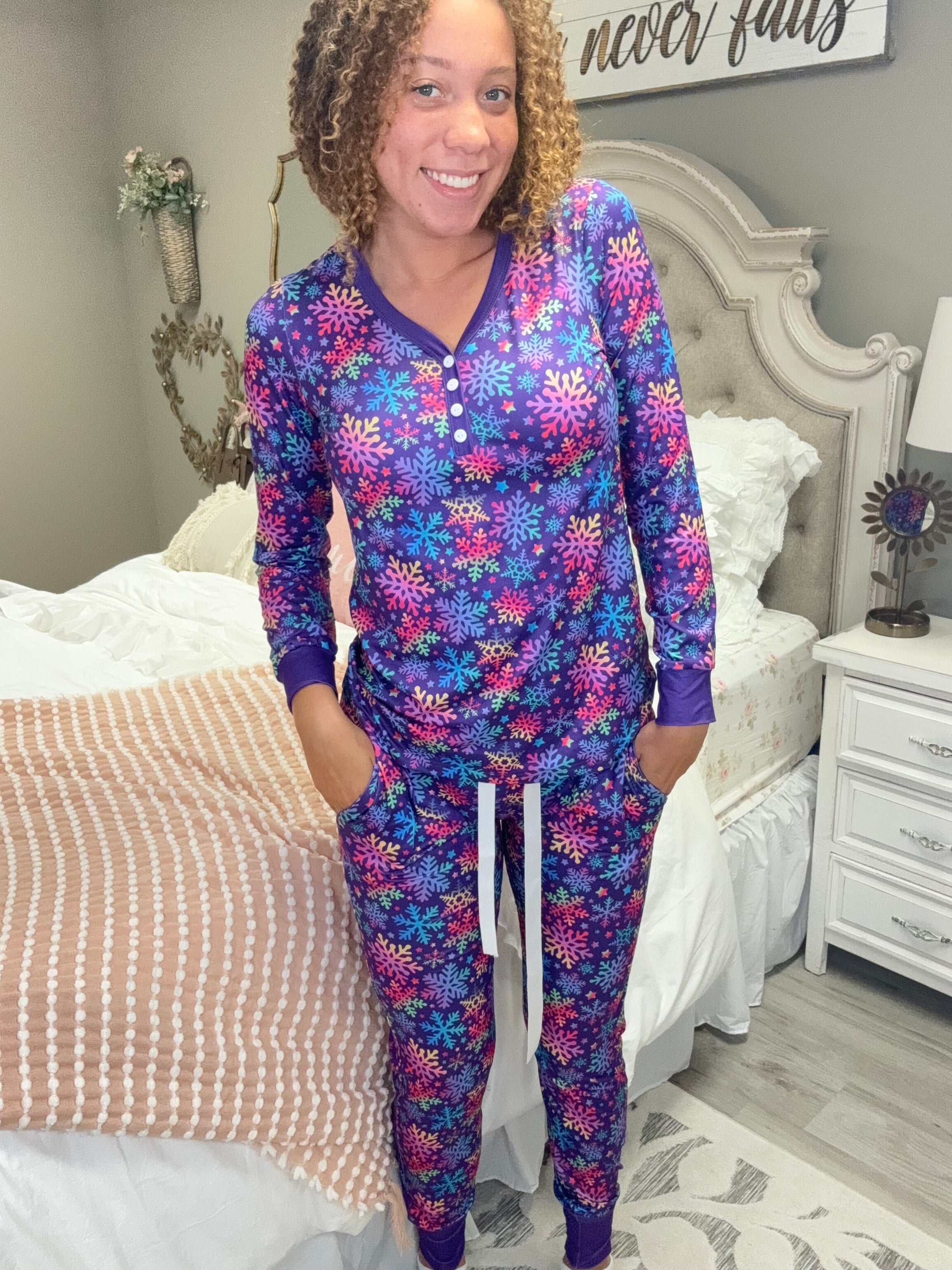 Shirley & Stone Purple Snowflake Pajamas