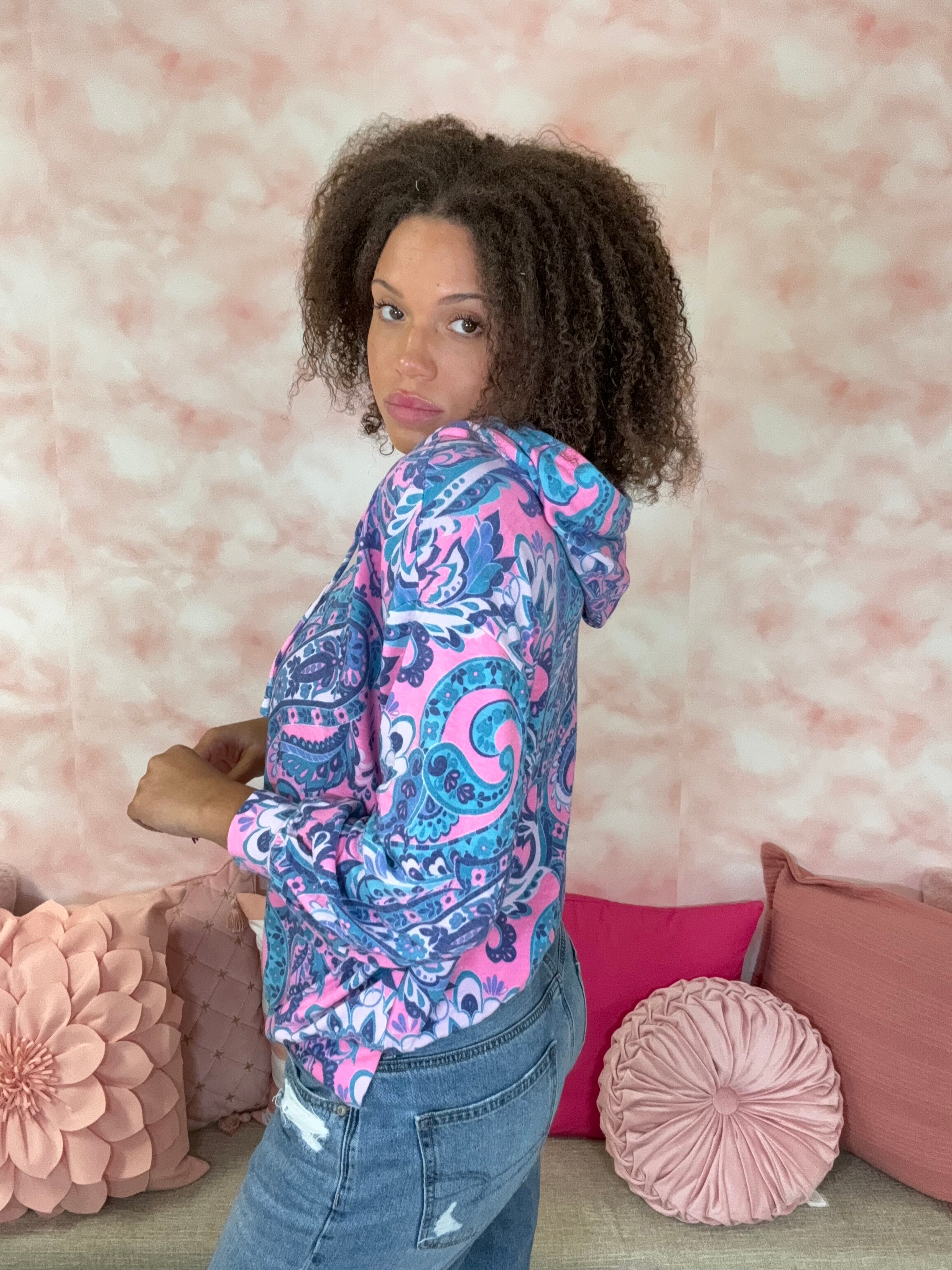 Dear Scarlett Violet Fun Print Hoodie