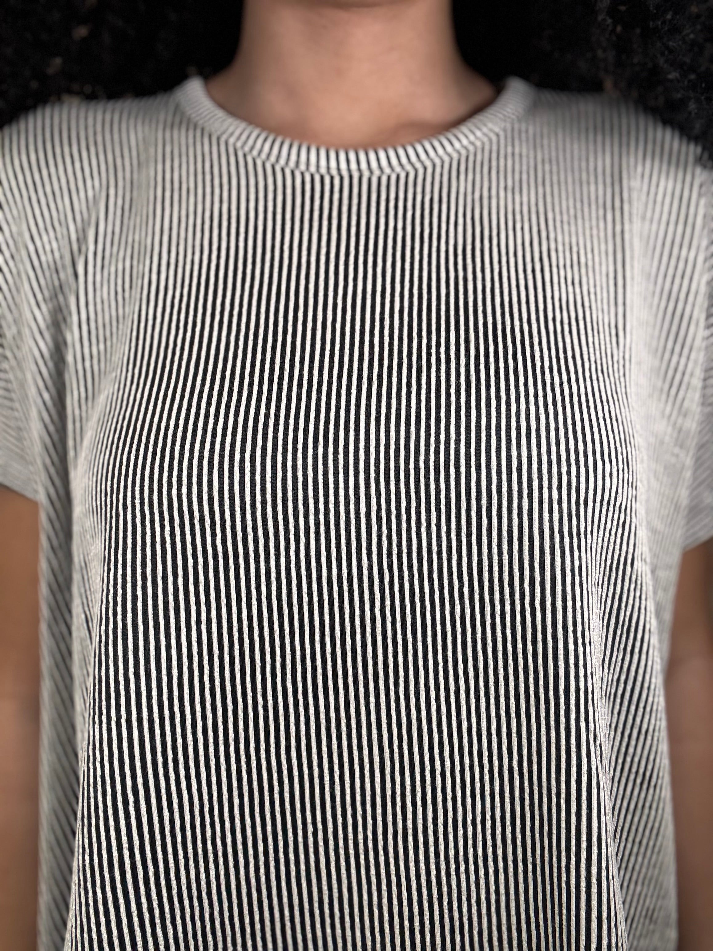 Zenana Ribbed Striped Short Sleeve Top