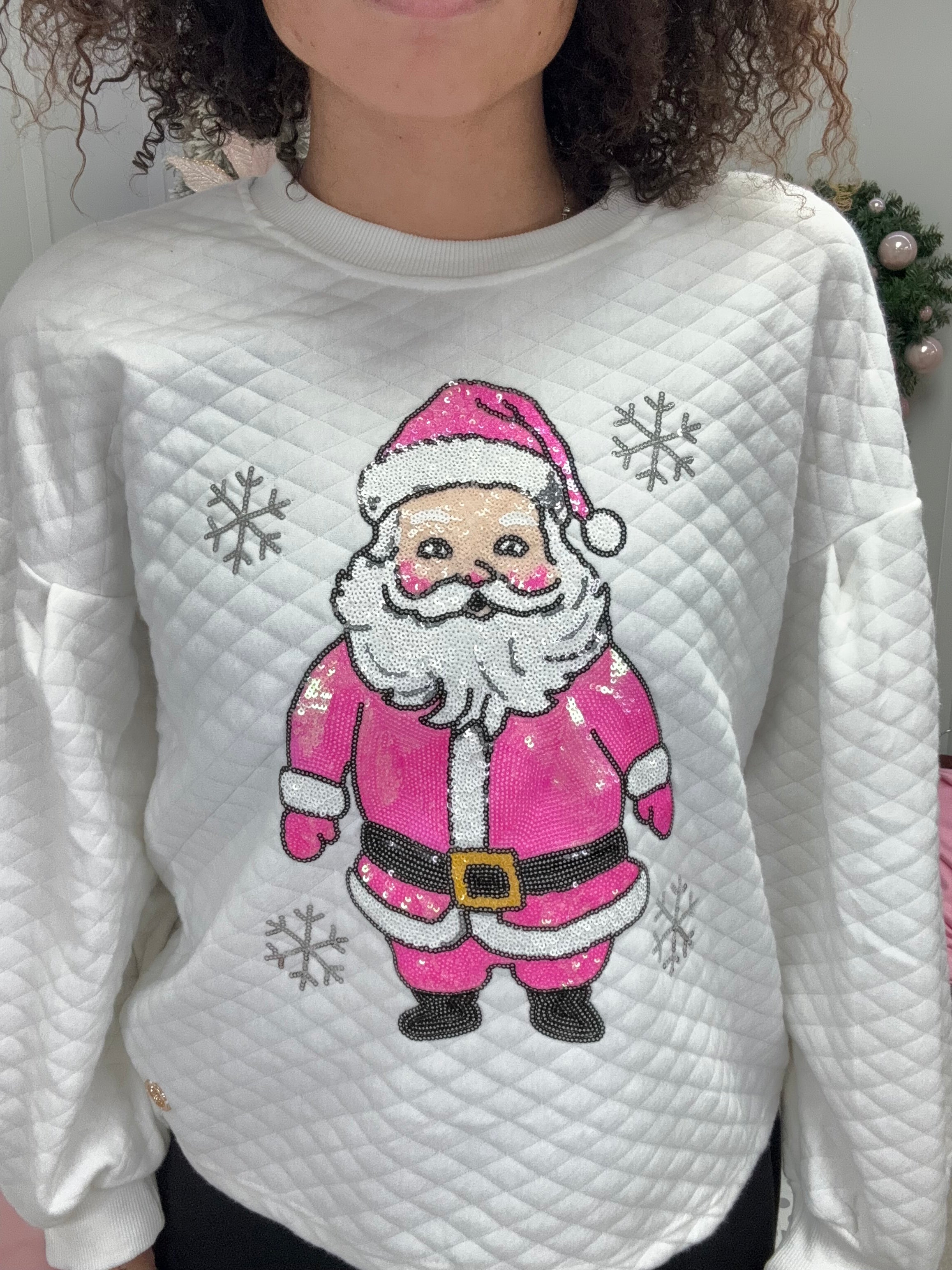 Simply Southern Sequin Pink Santa Crew