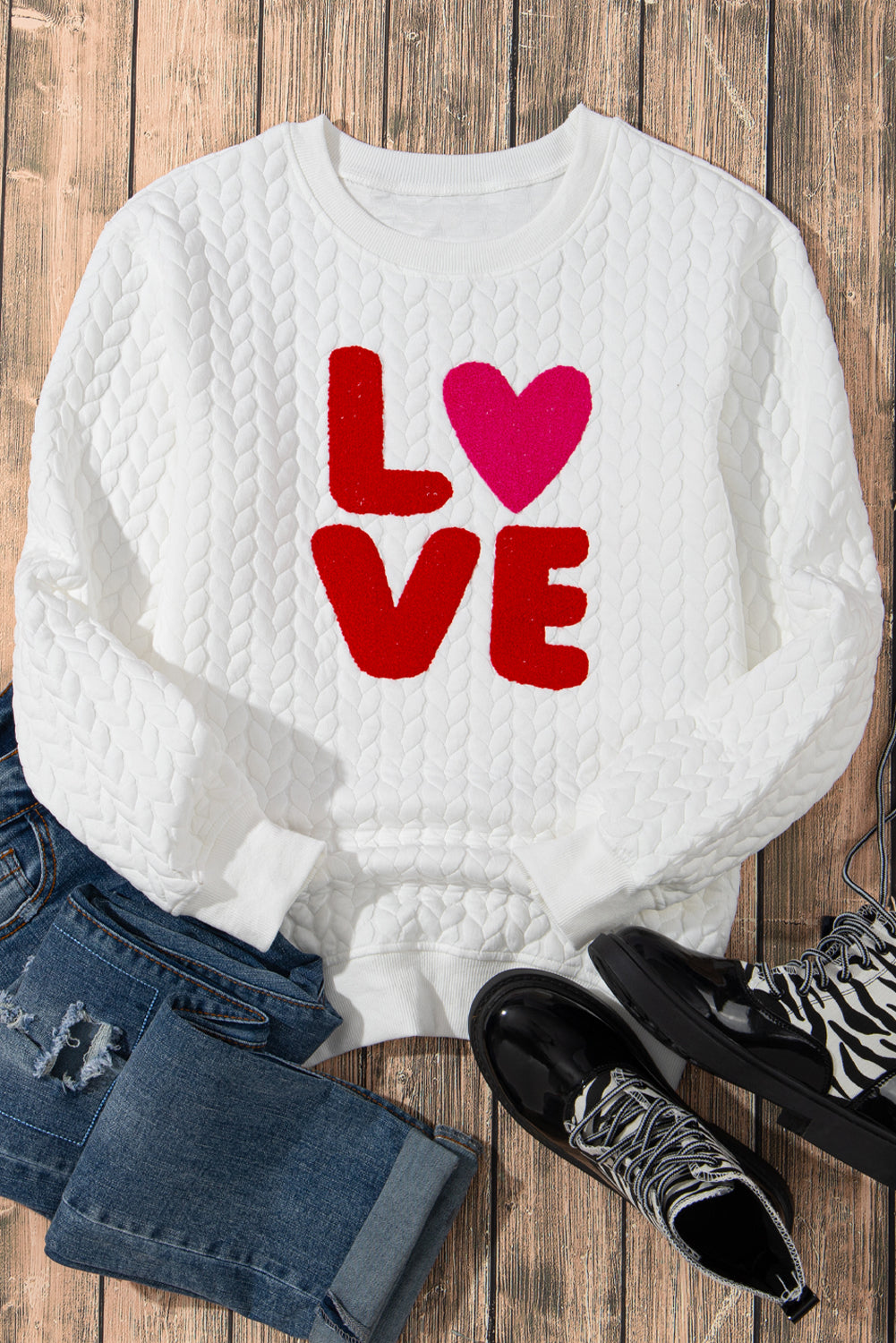 Dear Lover White Chenille Love Sweater