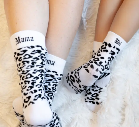 Mama and Mini Leopard Print Socks - set