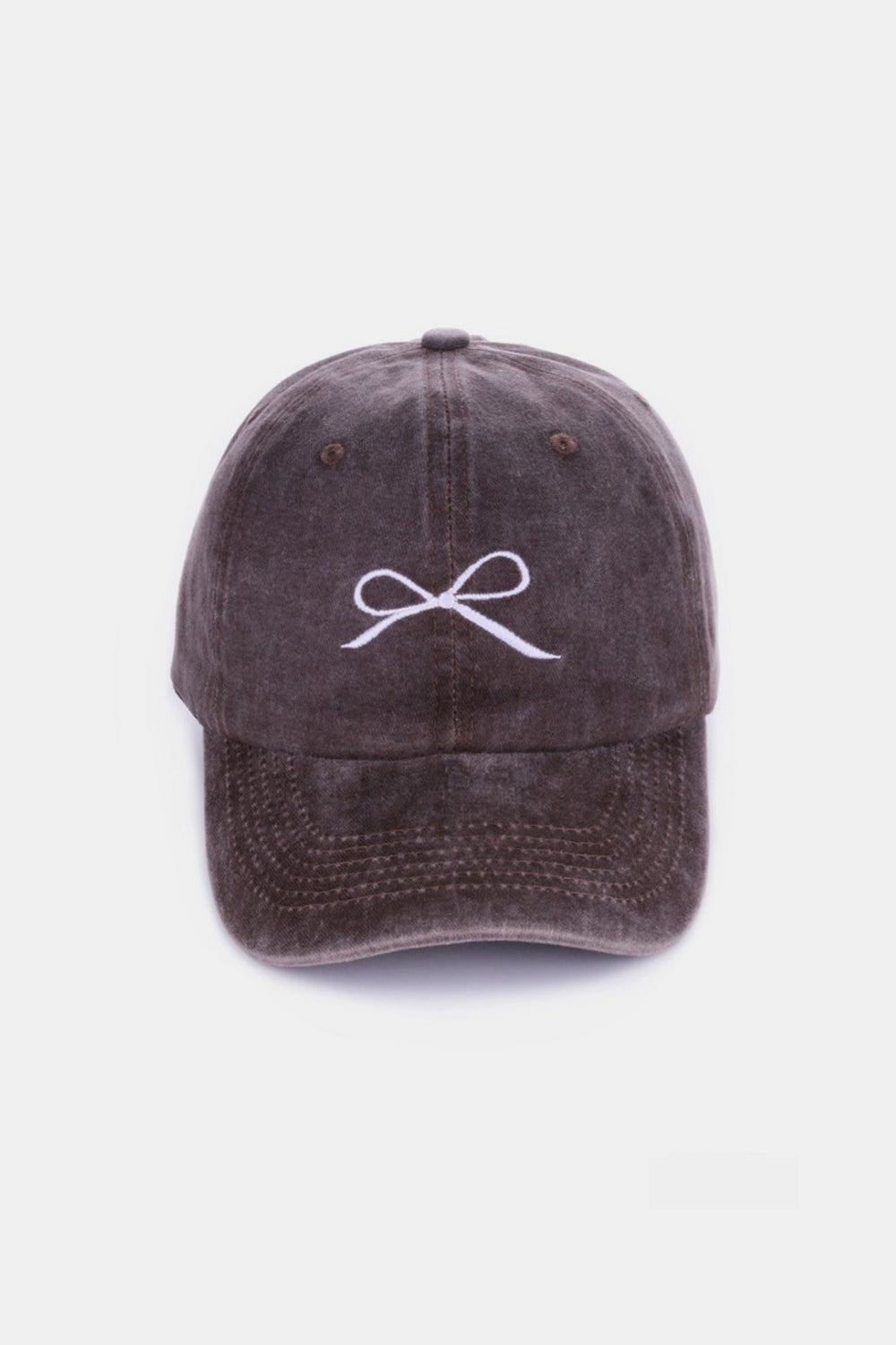 Zenana Bow Embroidered Washed Cotton Caps