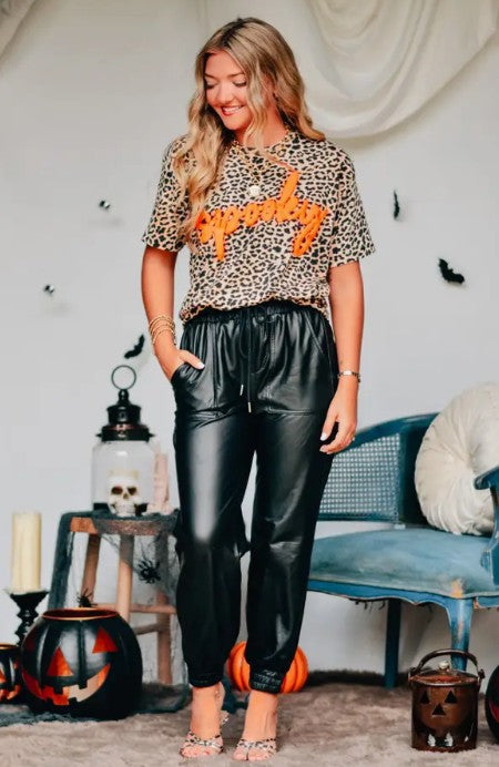 Spooky Bleached Leopard Tee(See description for ship date)-140 Graphic Tees- Simply Simpson's Boutique is a Women's Online Fashion Boutique Located in Jupiter, Florida